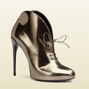 Gucci Kim Metallic Lace Up Booties